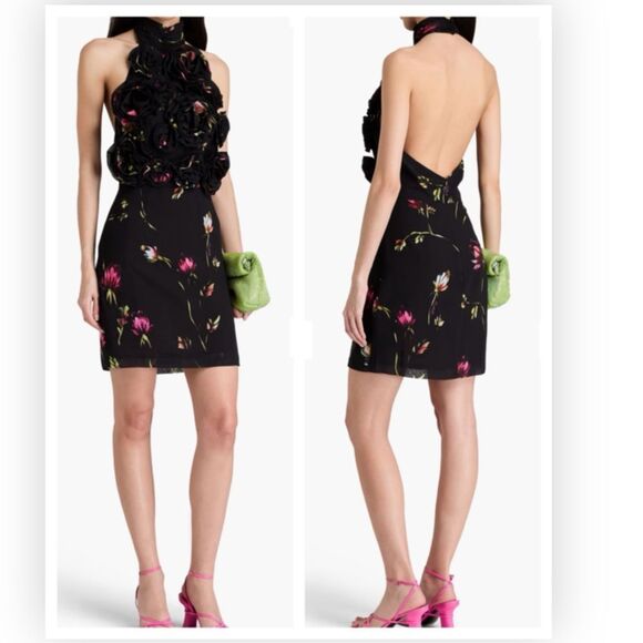 Rotate Birger Christensen Open-back floral-print chiffon halterneck - Picture 1 of 5